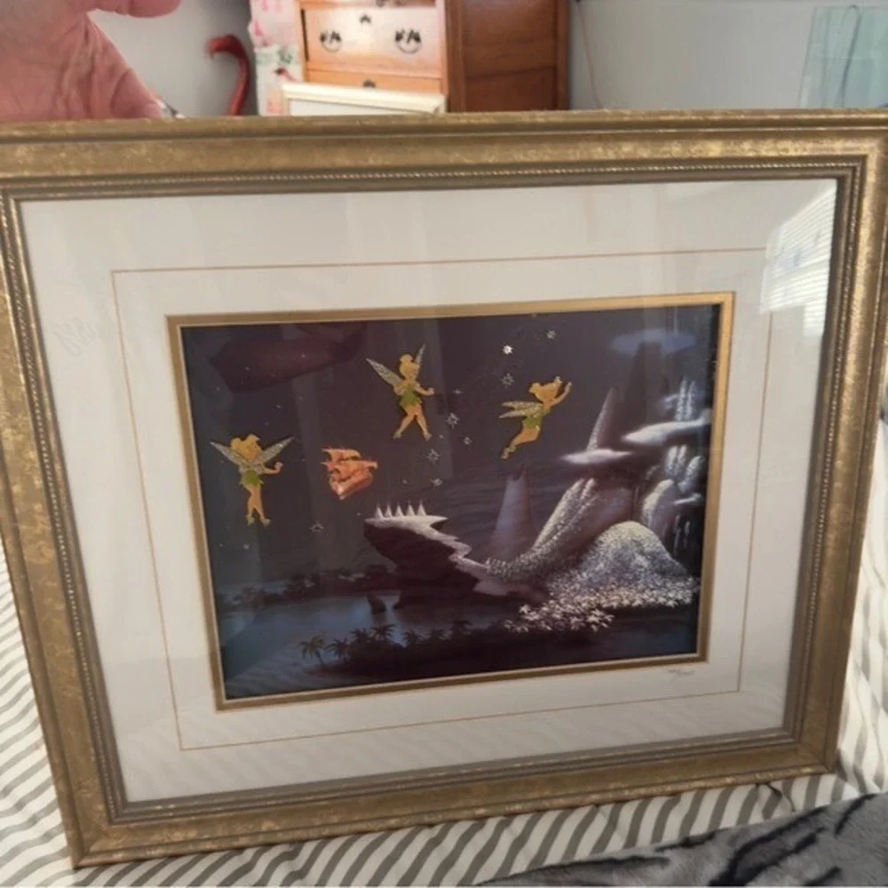 Disney Tinkerbell Framed Peter Pan Wall Art Night Flight Artwork Limited Edition